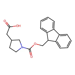2-((3R)-1-(((9H-fluoren-9-yl)methoxy)carbonyl)pyrrolidin-3-yl)acetic acid structure