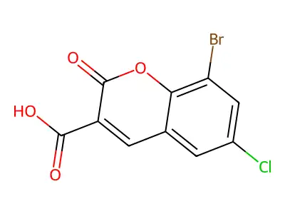 8-bromo-6-chloro-2-oxo-2H-chromene-3-carboxylic acid structure