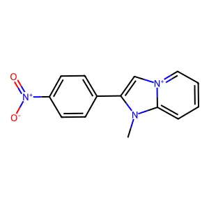 1-Methyl-2-(4-nitrophenyl)imidazo[1,2-a]pyridin-1-ium structure