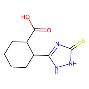 (1R,2S)-2-(5-thioxo-4,5-dihydro-1H-1,2,4-triazol-3-yl)cyclohexanecarboxylic acid structure