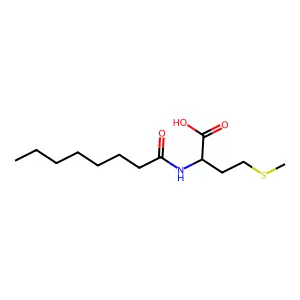 N-(1-oxooctyl)-DL-methionine structure