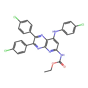 ethyl N-[8-(4-chloroanilino)-2,3-bis(4-chlorophenyl)pyrido[2,3-b]pyrazin-6-yl]carbamate structure