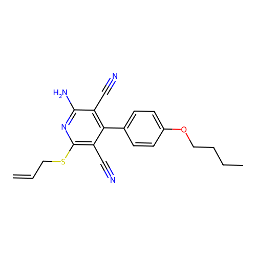 2-Amino-4-(4-butoxyphenyl)-6-(prop-2-en-1-ylsulfanyl)pyridine-3,5-dicarbonitrile structure