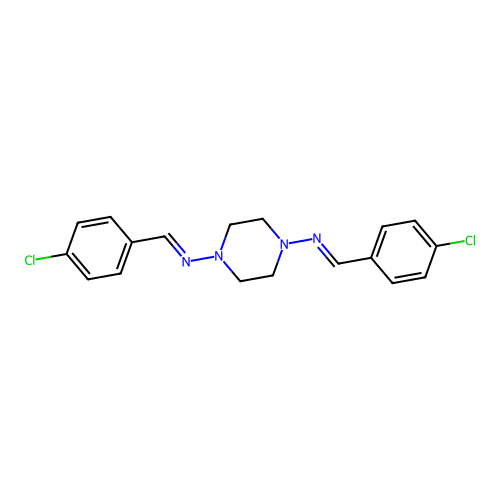 n,n'-bis(4-chlorobenzylidene)piperazine-1,4-diamine structure