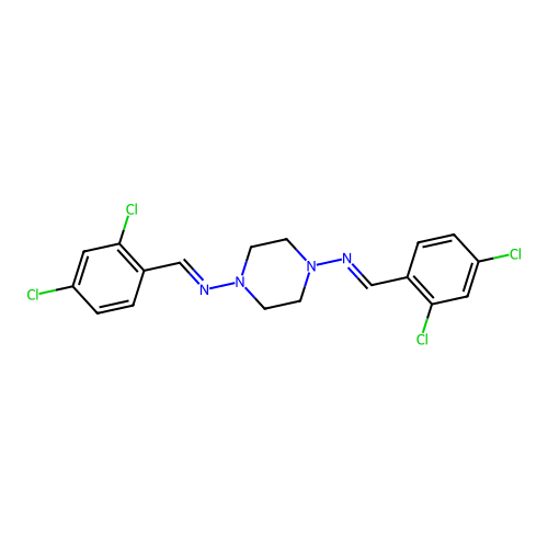 n,n'-bis(2,4-dichlorobenzylidene)piperazine-1,4-diamine structure