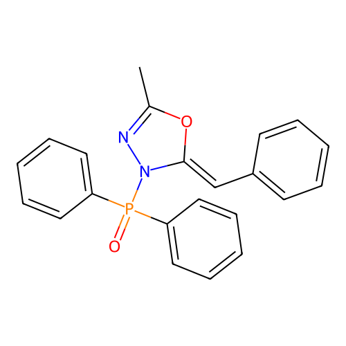 2-Benzylidene-3-diphenylphosphoryl-5-methyl-1,3,4-oxadiazole structure