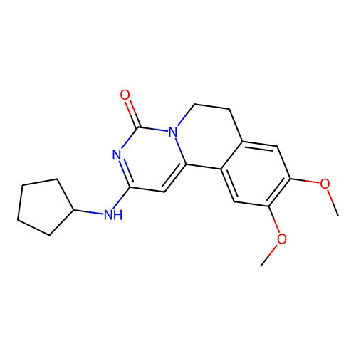 2-(Cyclopentylamino)-9,10-dimethoxy-6,7-dihydropyrimido[6,1-a]isoquinolin-4-one structure