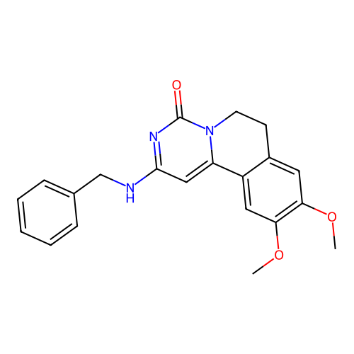 2-(benzylamino)-9,10-dimethoxy-6,7-dihydro-4H-pyrimido[6,1-a]isoquinolin-4-one structure
