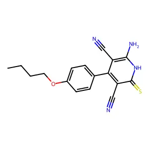 2-amino-4-(4-butoxyphenyl)-6-sulfanylidene-1H-pyridine-3,5-dicarbonitrile structure