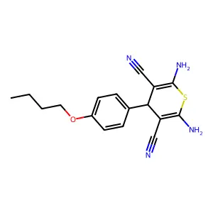 2,6-diamino-4-(4-butoxyphenyl)-4H-thiopyran-3,5-dicarbonitrile structure