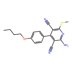 2-Amino-4-(4-butoxyphenyl)-6-methylsulfanylpyridine-3,5-dicarbonitrile structure