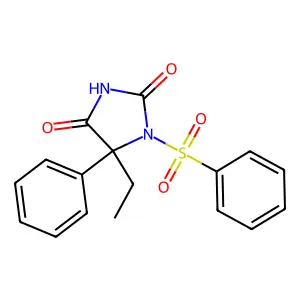 1-Benzenesulfonyl-5-ethyl-5-phenylhydantoin structure