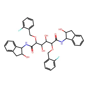 N,N-[2,5-O-di-2-fluoro-benzyl-glucaryl]-di-[1-amino-indan-2-ol] structure