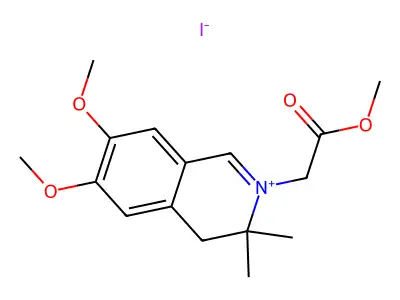 Methyl 2-(6,7-dimethoxy-3,3-dimethyl-2-3,4-dihydroisoquinolyl)acetate, iodide structure
