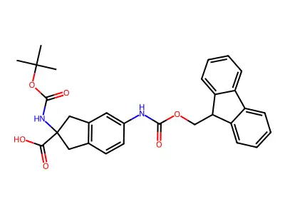 2-(N-Boc-amino)-5-(N-fmoc-amino)indan-2-carboxylic acid structure
