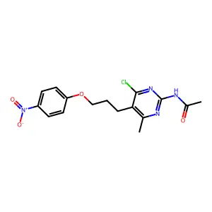 N-{4-Chloro-6-methyl-5-[3-(4-nitrophenoxy)propyl]-2-pyrimidinyl}acetamide structure