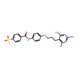4-((4-(3-(2,4-Diamino-6-methylpyrimidin-5-yl)propoxy)phenyl)carbamoyl)benzene-1-sulfonyl fluoride structure