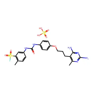 5-[[4-[3-(2,4-Diamino-6-methyl-pyrimidin-5-yl)propoxy]phenyl]carbamoylamino]-2-methyl-benzenesulfonyl fluoride structure