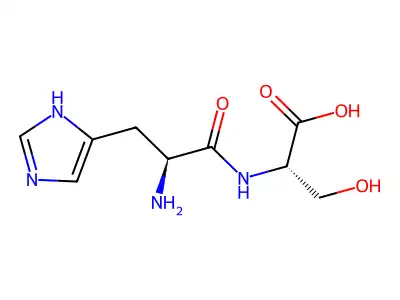 2-[[2-amino-3-(1H-imidazol-5-yl)propanoyl]amino]-3-hydroxypropanoic acid structure