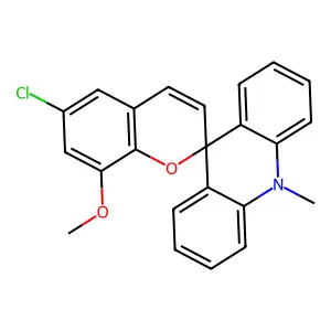 6'-Chloro-8'-methoxy-10-methylspiro[acridine-9,2'-chromene] structure