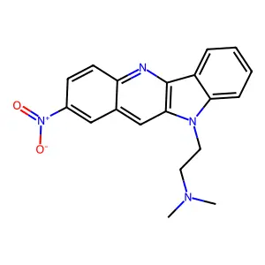 N,N-dimethyl-2-(2-nitroindolo[3,2-b]quinolin-10-yl)ethanamine structure
