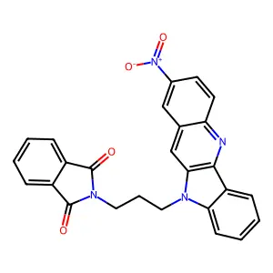 2-(3-{2-nitro-10H-indolo[3,2-b]quinolin-10-yl}propyl)-1H-isoindole-1,3(2H)-dione structure
