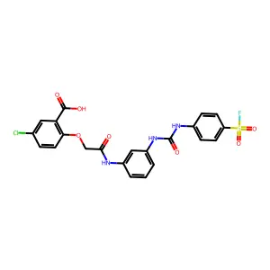 5-chloro-2-[2-[3-[(4-fluorosulfonylphenyl)carbamoylamino]anilino]-2-oxoethoxy]benzoic acid structure