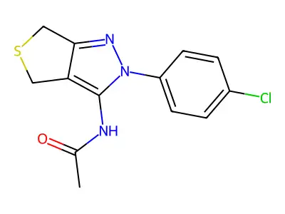 N-[2-(4-chlorophenyl)-4,6-dihydrothieno[3,4-c]pyrazol-3-yl]acetamide structure