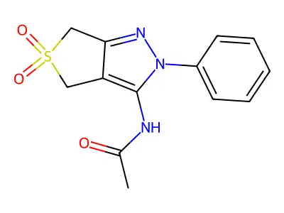 N-(5,5-dioxo-2-phenyl-4,6-dihydrothieno[3,4-c]pyrazol-3-yl)acetamide structure