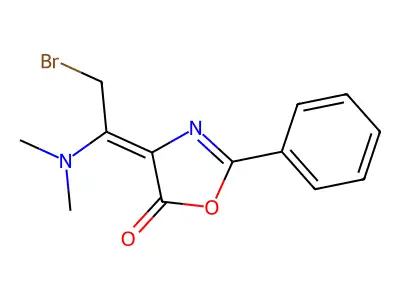 4-[(E)-2-bromo-1-(dimethylamino)ethylidene]-2-phenyl-1,3-oxazol-5(4H)-one structure
