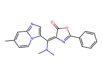 4-[(dimethylamino)({7-methylimidazo[1,2-a]pyridin-3-yl})methylidene]-2-phenyl-1,3-oxazol-5-one structure