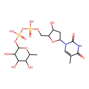 2'-Deoxy-thymidine-beta-L-rhamnose structure