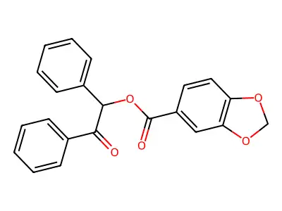 2-Oxo-1,2-diphenylethyl 1,3-benzodioxole-5-carboxylate structure
