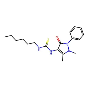 1-(1,5-dimethyl-3-oxo-2-phenyl-2,3-dihydro-1H-pyrazol-4-yl)-3-hexylthiourea structure