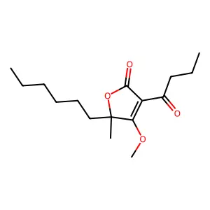 3-Butyryl-5-hexyl-4-methoxy-5-methyl-2(5H)-furanone structure