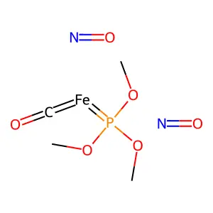 Trimethylphosphite(p) iron carbonyl dinitrosyl structure