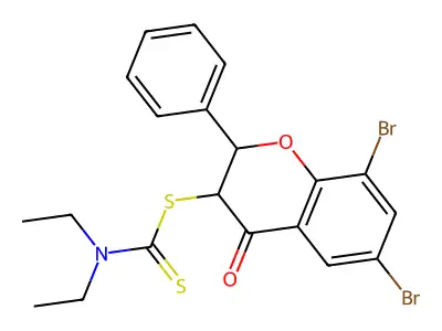 6,8-dibromo-4-oxo-2-phenyl-3,4-dihydro-2H-chromen-3-yl diethyldithiocarbamate structure