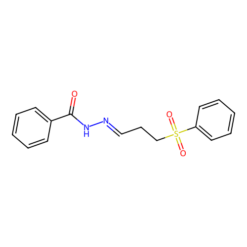 N-[(E)-3-(benzenesulfonyl)propylideneamino]benzamide structure