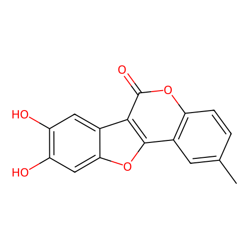 8,9-Dihydroxy-2-methyl-[1]benzofuro[3,2-c]chromen-6-one structure