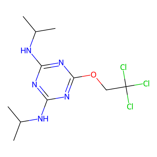 N,N'-di(propan-2-yl)-6-(2,2,2-trichloroethoxy)-1,3,5-triazine-2,4-diamine structure