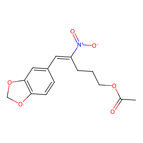 [(E)-5-(1,3-benzodioxol-5-yl)-4-nitropent-4-enyl] acetate structure