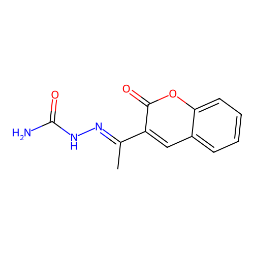 N-[(1E)-2-(2-oxochromen-3-yl)-1-azaprop-1-enyl]aminoamide structure