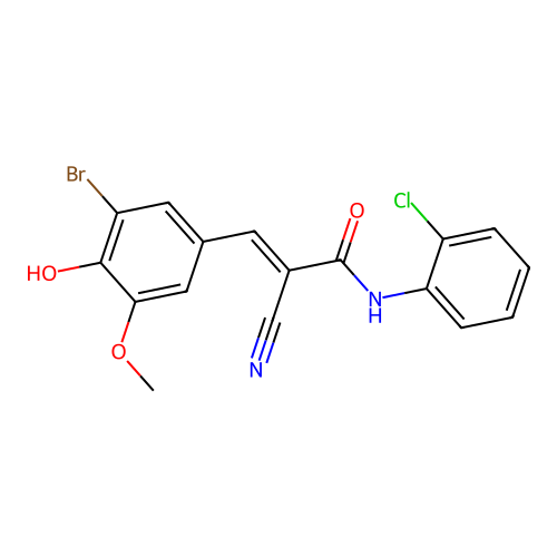 3-(3-bromo-4-hydroxy-5-methoxyphenyl)-N-(2-chlorophenyl)-2-cyanoprop-2-enamide structure