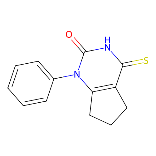 1-phenyl-4-thioxo-1,3,4,5,6,7-hexahydro-2H-cyclopenta[d]pyrimidin-2-one structure