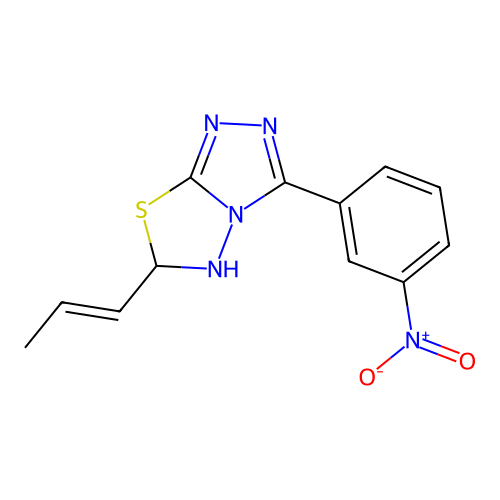 3-(3-nitrophenyl)-6-((1E)-prop-1-enyl)-5,6-dihydro[1,2,4]tri structure