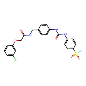 4-[[4-[[[2-(3-chlorophenoxy)acetyl]amino]methyl]phenyl]carbamoylamino]benzenesulfonyl fluoride structure