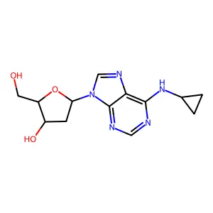 (2R,3S,5R)-5-[6-(cyclopropylamino)purin-9-yl]-2-(hydroxymethyl)oxolan-3-ol structure