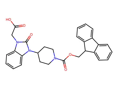 Fmoc-4-(3-carboxymethyl-2-keto-1-benzimidazolyl)-piperidine structure