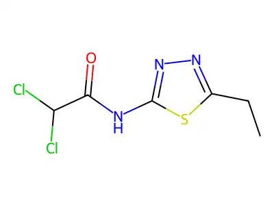 2,2-dichloro-N-(5-ethyl-1,3,4-thiadiazol-2-yl)acetamide structure