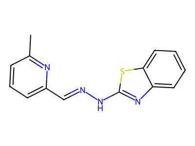 2-Pyridinecarboxaldehyde,6-methyl-, 2-(2-benzothiazolyl)hydrazone structure